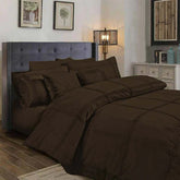 3 Pcs Box Pleated Duvet Set - Chocolate